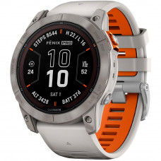 Смарт-часы Garmin Fenix 7X Pro Sapphire Solar Titanium w. Fog Gray/Ember O. Band (010-02778-14/15/64)