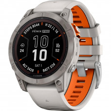 Смарт-часы Garmin Fenix 7 Pro Sapphire Solar Titanium w. Fog Gray/Ember O. Band (010-02777-20/21)