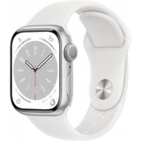 Смарт-часы Apple Watch Series 8 GPS 45mm Silver Aluminum Case with White S. Band - M/L (MP6N3, MP6Q3)