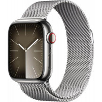 Смарт-часы Apple Watch Series 9 GPS + Cellular 41mm Silver S. Steel Case w. Silver Milanese Loop (MRJ43)