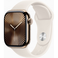 Смарт-годинник Apple Watch Series 10 GPS + Cellular 42mm Gold Titanium Case w. Starlight Sport Band - M/L (MX073)