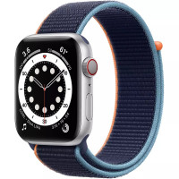 Смарт-часы Apple Watch SE GPS + Cellular 44mm Silver Aluminum Case w. Deep Navy Sport L. (MYEN2)