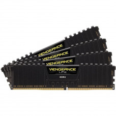 Пам'ять для настільних комп'ютерів Corsair 64 GB (4x16GB) DDR4 2666 MHz Vengeance LPX Black (CMK64GX4M4A2666C16)